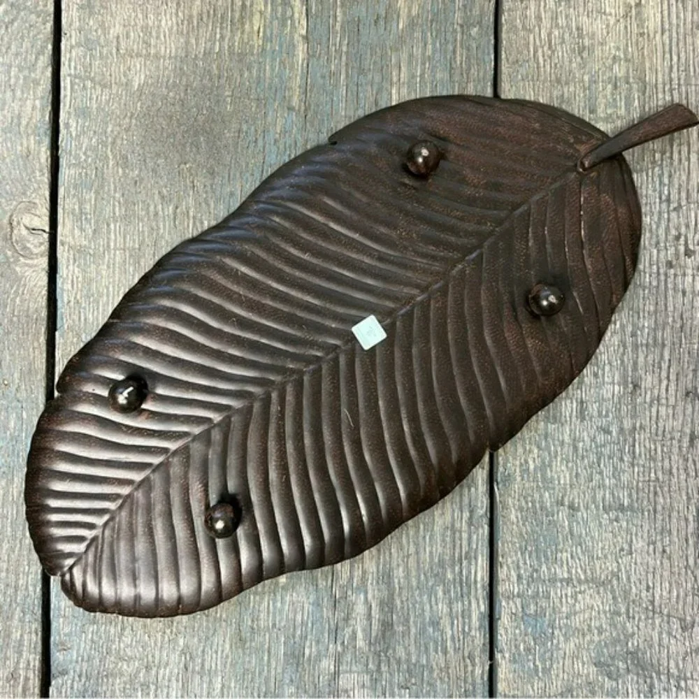 PartyLite Retired Island Escape Banana Brown Leaf Tray Retired EUC